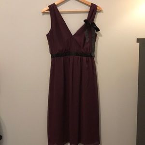 Vintage purple crepe dress with velvet bow